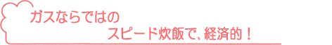 ガスならではのスピード炊飯で、経済的!